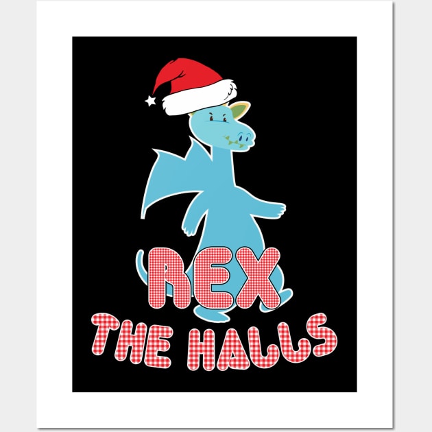 Rex the halls christmas holidays Wall Art by Fun Planet